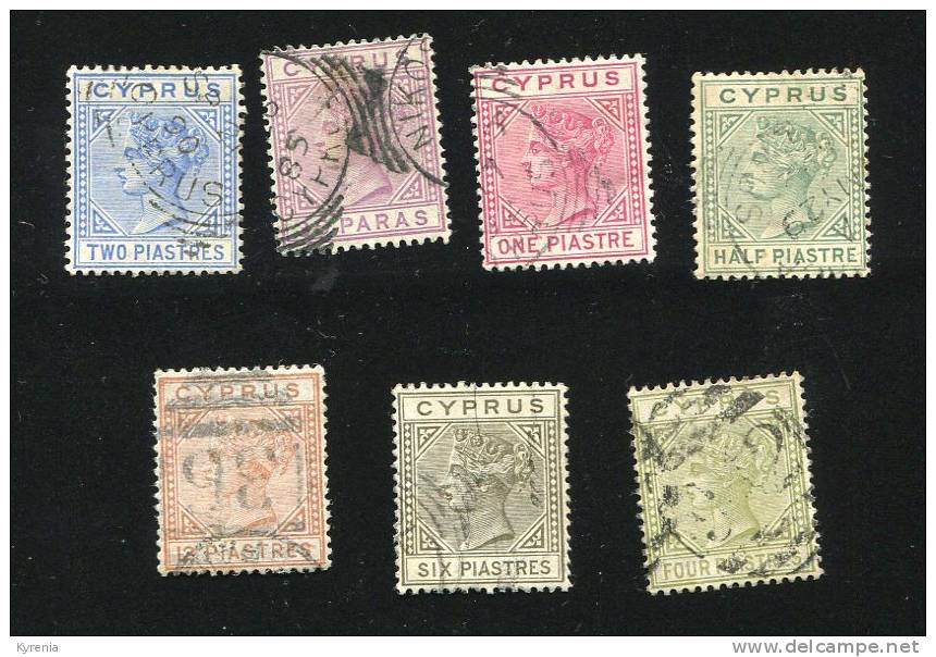 CYPRUS 1882/85 : 1/2 Pi To 12 Pi Used Set. 16 - 22  ,  Chypre - Cipro (...-1960)