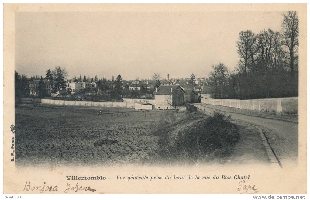 ( CPA 93 )  VILLEMOMBLE  /  Vue Générale Prise Du Haut De La Rue Du Bois-Chatel  - - Villemomble