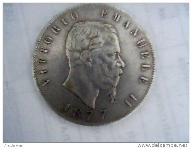 Vittorio Emanuele II 5 LIRE ARGENTO REGNO 1877 - 1861-1878 : Victor Emmanuel II