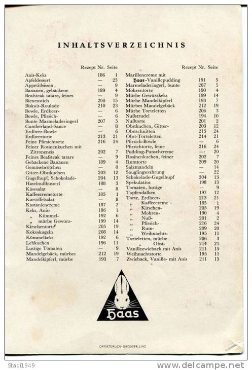 HAAS Rezeptbuch, ( Grün ) Etwa Um 1960 - Comidas & Bebidas