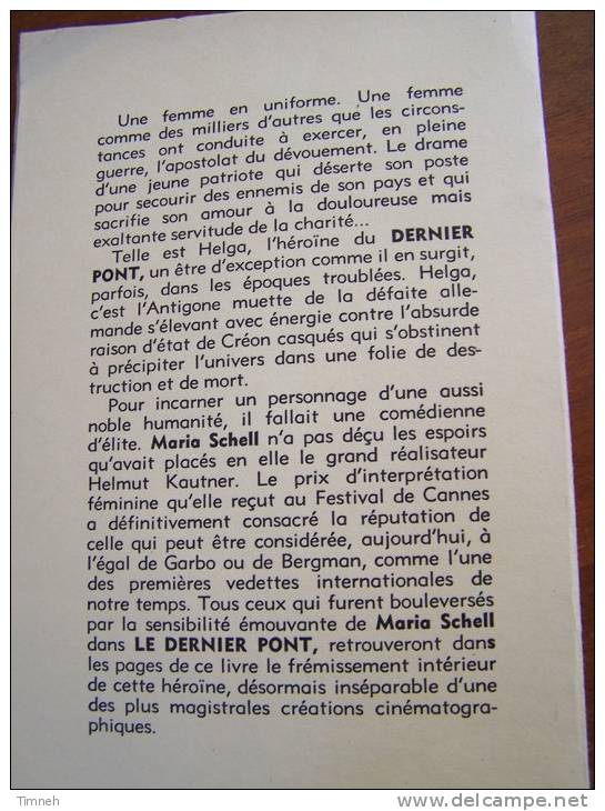 LE DERNIER PONT - NORBERT KUNZE 1955 EDITIONS FRANCE EMPIRE - Thème Du Film Photos - Cinéma / TV