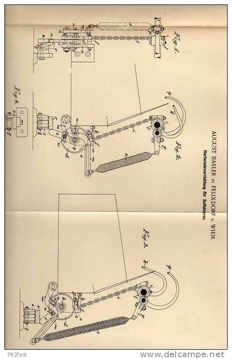 Original Patentschrift - A. Basler In Felixdorf B. Wien , 1899 , Hartwindevorrichtung Für Selfaktoren , Spinnerei !!! - Historische Dokumente