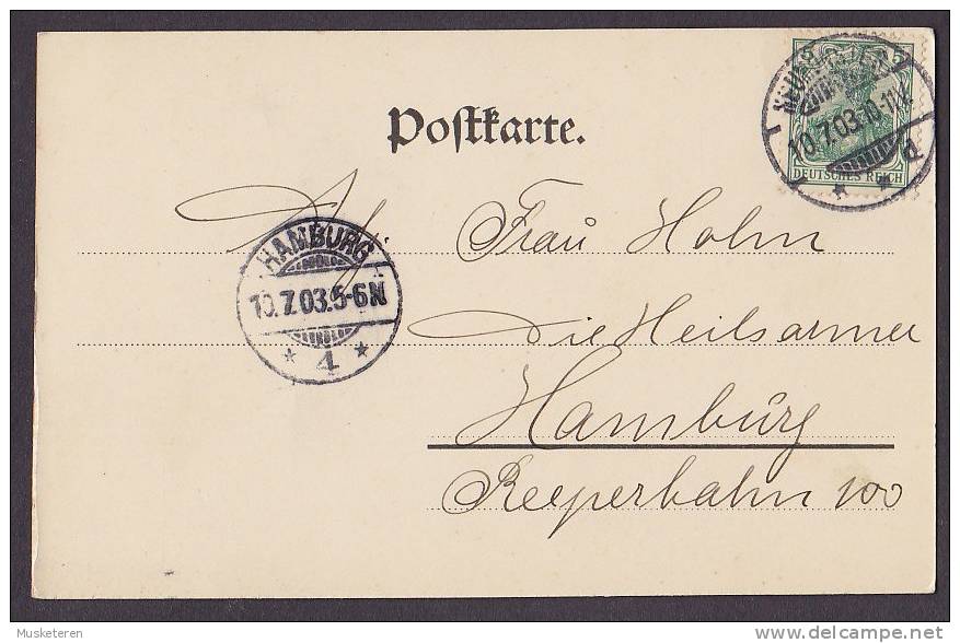 Germany PPC Neumünster NEUMÜNSTER 1903 To HAMBURG Einfach Germania Stamp (2 Scans) - Neumuenster