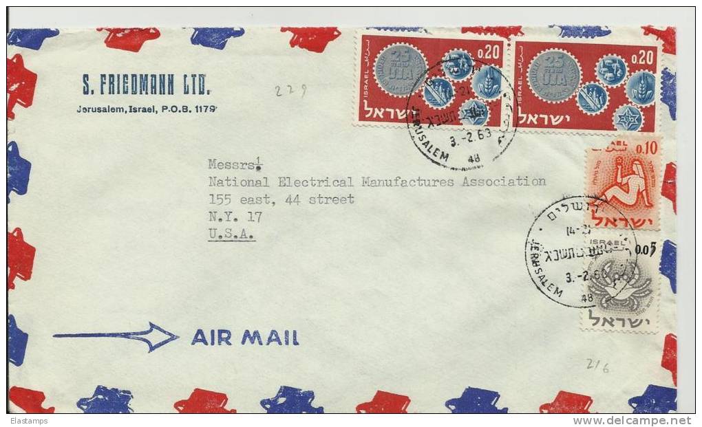 ==ISRAEL BRIEF 1963 Jerusalem Nach N.Y - Aéreo