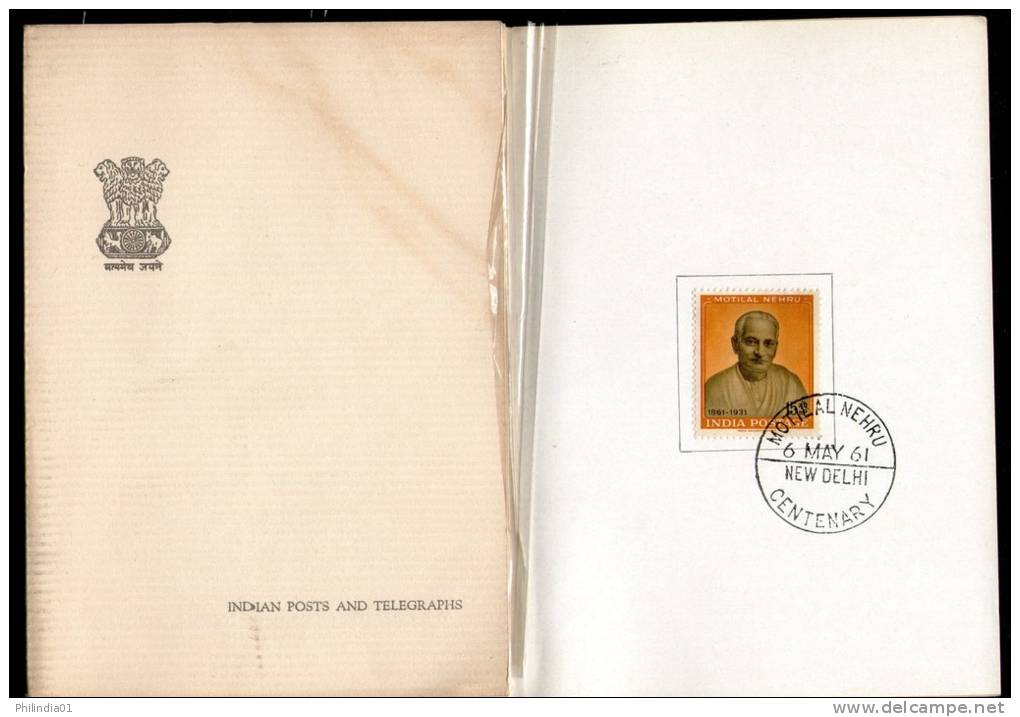 India 1961 Motilal Nehru Famous People Sc 340 VIP Folder Rare # 7366 - Mahatma Gandhi