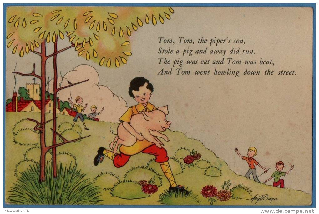 JEUNE GARCON YOUNG BOY  COCHON  PIG  - TOM THE PIPER'S SON ....by Illustrator Hazel Singer - Nursery Rhyme Series 9 - Altri & Non Classificati