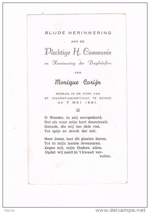 Monique CORIJN Plechtige H. Communie  Deinze 7 Mei 1961 - Comunioni