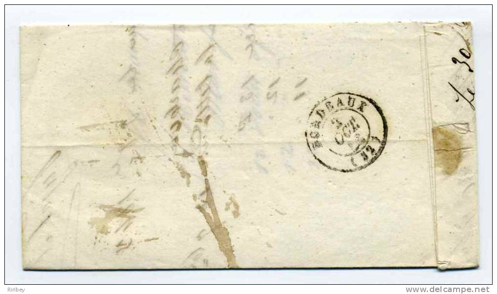 LAC Avec Cad T12 De CASTILLONNES  / Dept 45 Lot Et Garonne / 1 Oct 1843  / Taxe Manuscrite 2 Decimes / Pour Bordeuax - Other & Unclassified