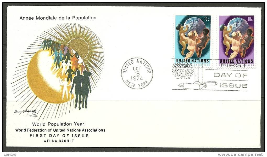 United Nations New York  18.10.1974 FDC Naciones Unidas UN World Population Year - Lettres & Documents