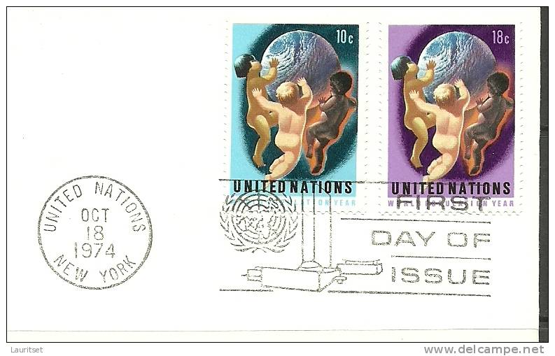 United Nations New York  18.10.1974 FDC Naciones Unidas UN World Population Year - Covers & Documents