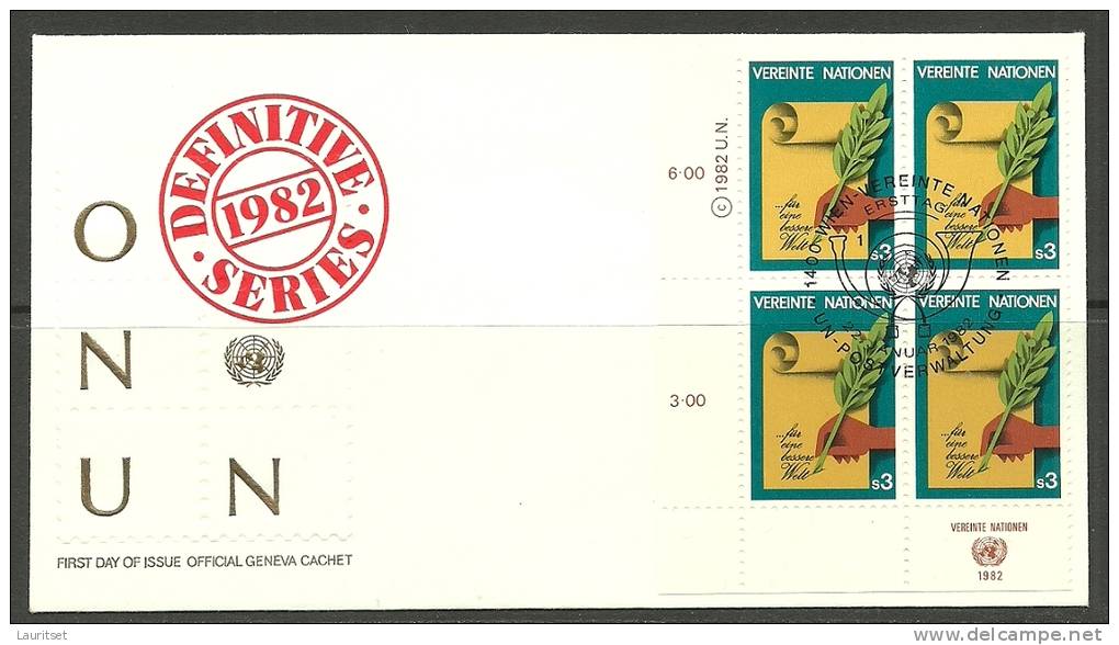 United Nations Wien 22.01.1982 FDC Naciones Unidas UN Official First Day Für Eine Bessere Welt - Lettres & Documents