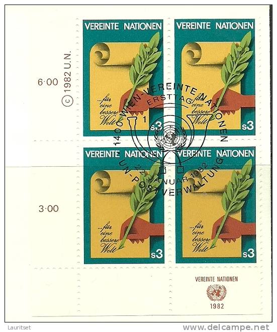 United Nations Wien 22.01.1982 FDC Naciones Unidas UN Official First Day Für Eine Bessere Welt - Lettres & Documents