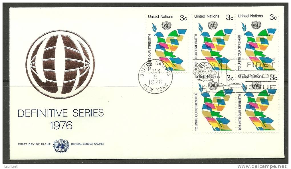 United Nations New York  09.01.1976 FDC Naciones Unidas UN To Unite Our Strength - Brieven En Documenten