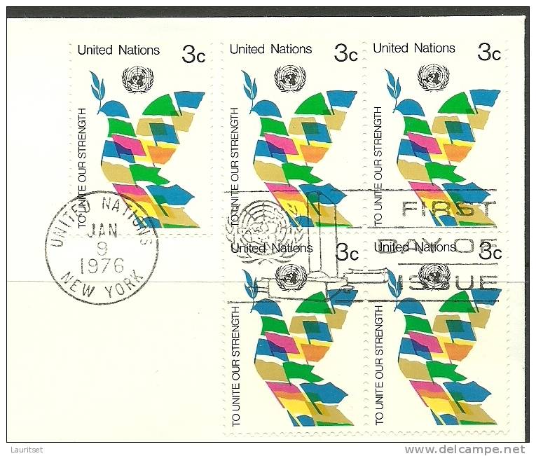 United Nations New York  09.01.1976 FDC Naciones Unidas UN To Unite Our Strength - Lettres & Documents