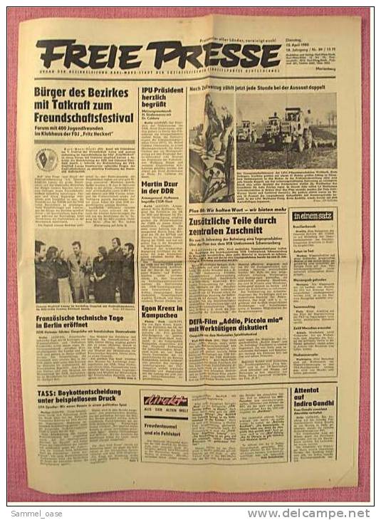 DDR Zeitung  -  15. April 1980  - Freie Presse Karl-Marx-Stadt - Autres & Non Classés