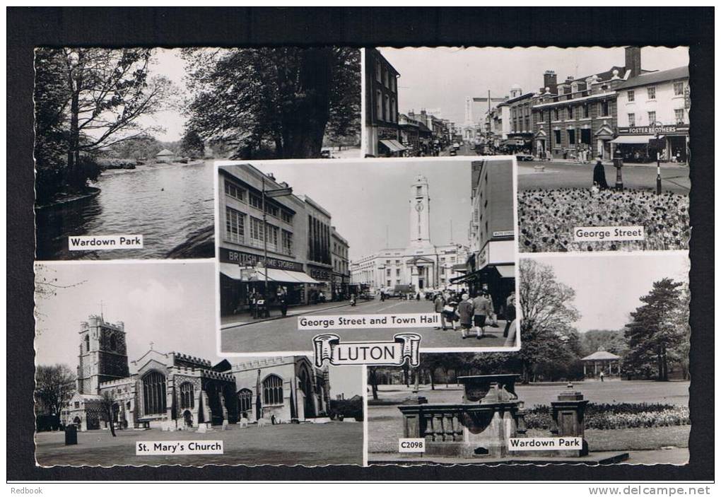 RB 883 - 1963 Real Photo Multiview Postcard -  George Street ++ Luton Bedfordshire - Freedom From Hunger Stamp - Andere & Zonder Classificatie