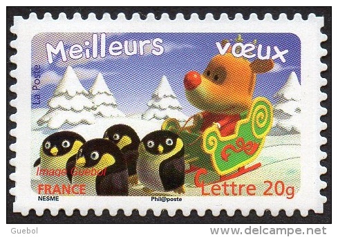 France Autoadhésif ** N°   97.ou 3986 - Meilleurs Voeux 2007 - Manchots Et Renne En Traîneau - Unused Stamps