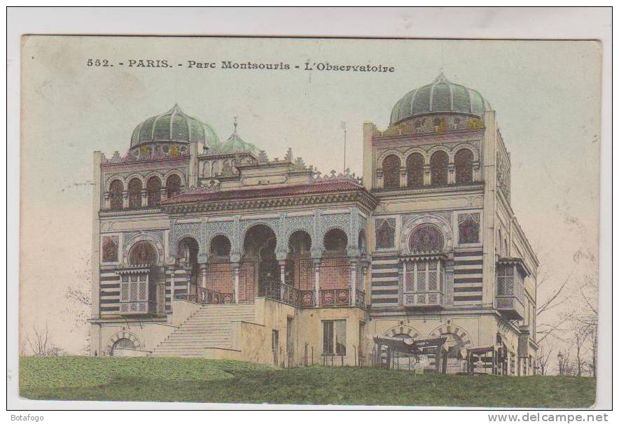 CPA PARIS XIV Eme PARC MONTSOURIS,L OBSERVATOIRE En 1907 !! - Arrondissement: 14