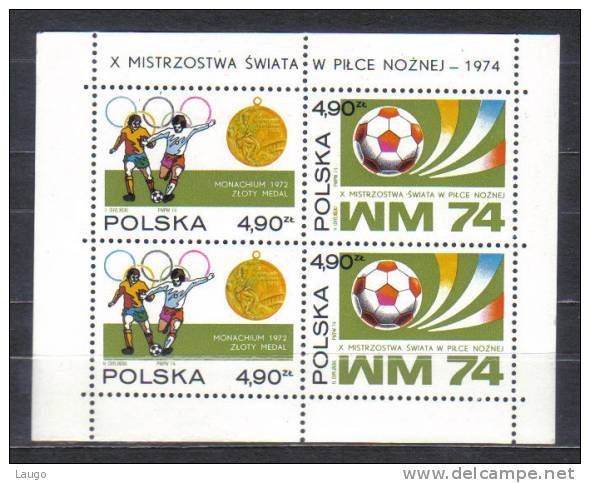 Poland Mi Bl 59 Soccer Championship Block 1974  MNH - 1974 – Germania Ovest