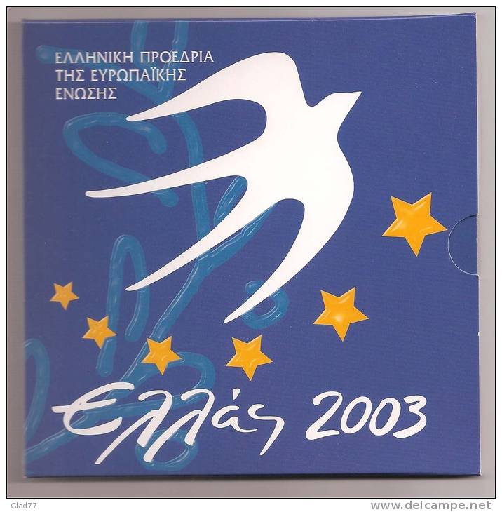 Authentic-Original-Official   Triptych "E.E Greek Presidency" All 6 BU Coins 2003 Plus EURO 10 Silver Coin !! - Grèce