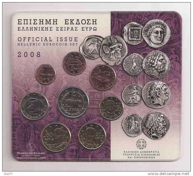 Official-Original-Authentic  Blister With All 2008 EURO Coins BU!! - Griechenland