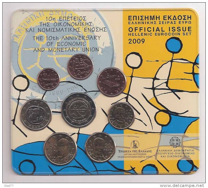 Officia-Original-Authentic  Blister With All 2009 EURO Coins BU!! - Griechenland