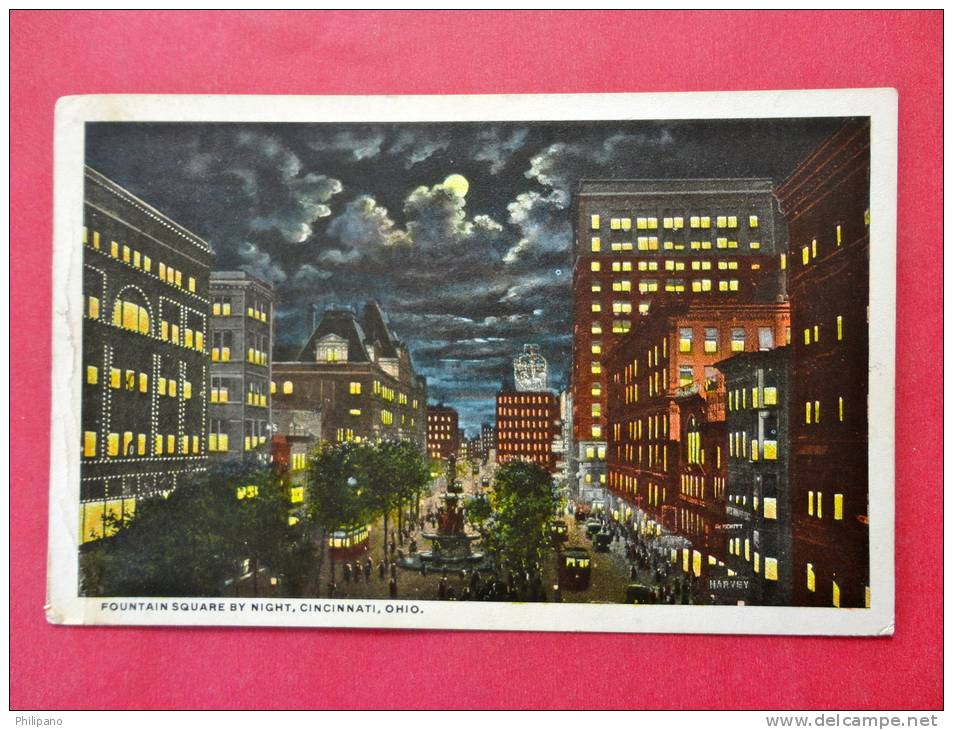 - Ohio > Cincinnati L Night View Fountain Square  1916 Cancel ---ref  643 - Cincinnati