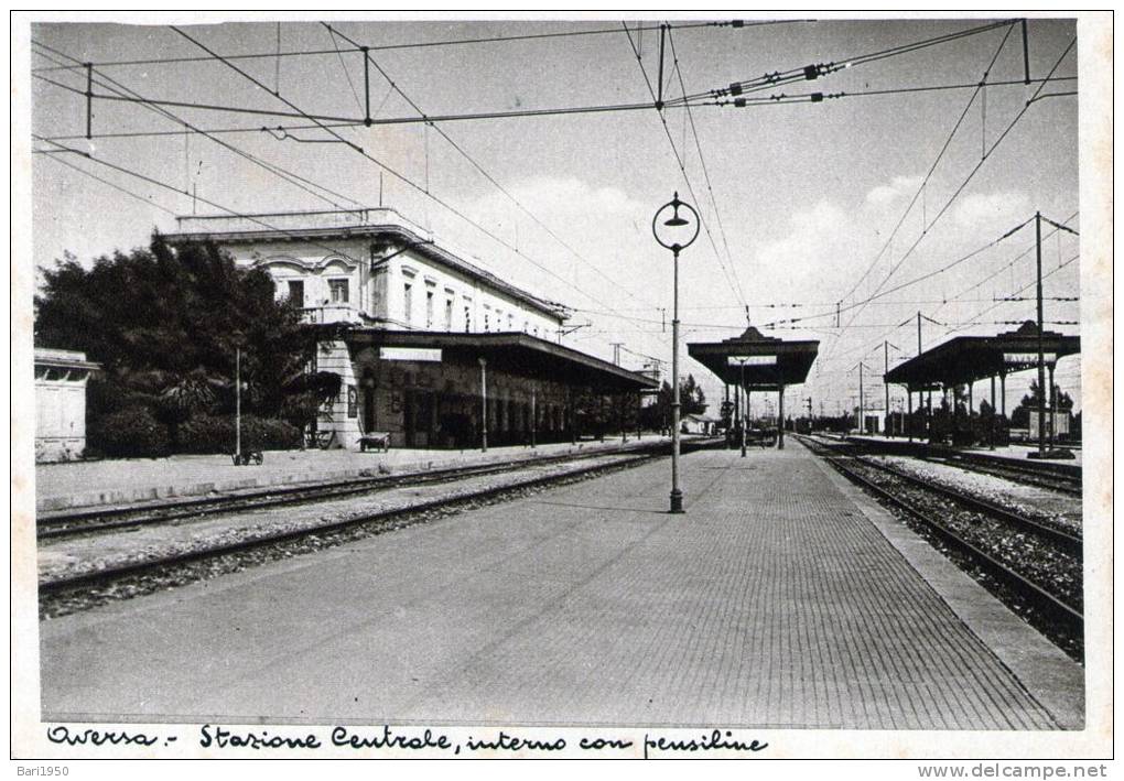 Cartolina  D´epoca     " Aversa - Stazione Centrale, Interno Con Pensiline   " - Aversa