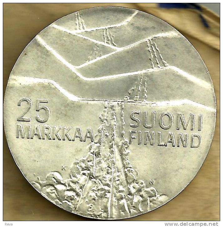 FINLAND 25 MARKKAA MOTIF FRONT SKIING WINTER OLYMPIC SPORT BACK 1978 AG SILVER UNC KM56 READ DESCRIPTION CAREFULLY !!! - Finland