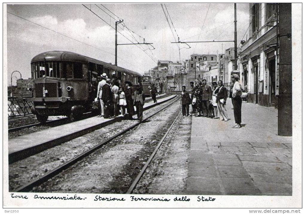 Cartolina  D´epoca     "   Torre Annunziata - Stazione Ferroviaria Dello Stato  " - Torre Annunziata