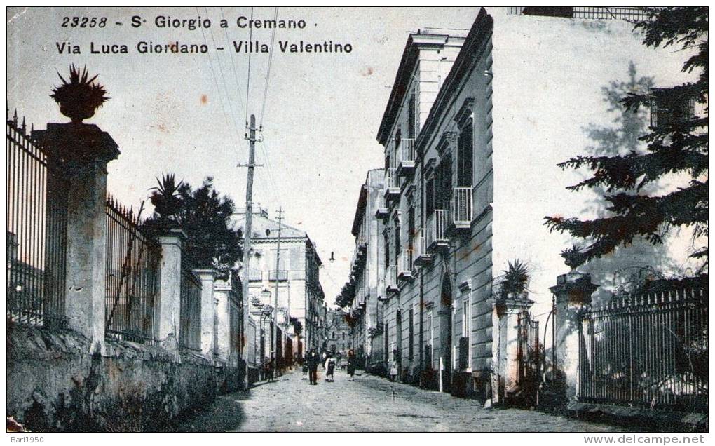 Cartolina  D´epoca     "   S. Giorgio A Cremano - Via Luca Giordano - Villa Valentino  " - San Giorgio