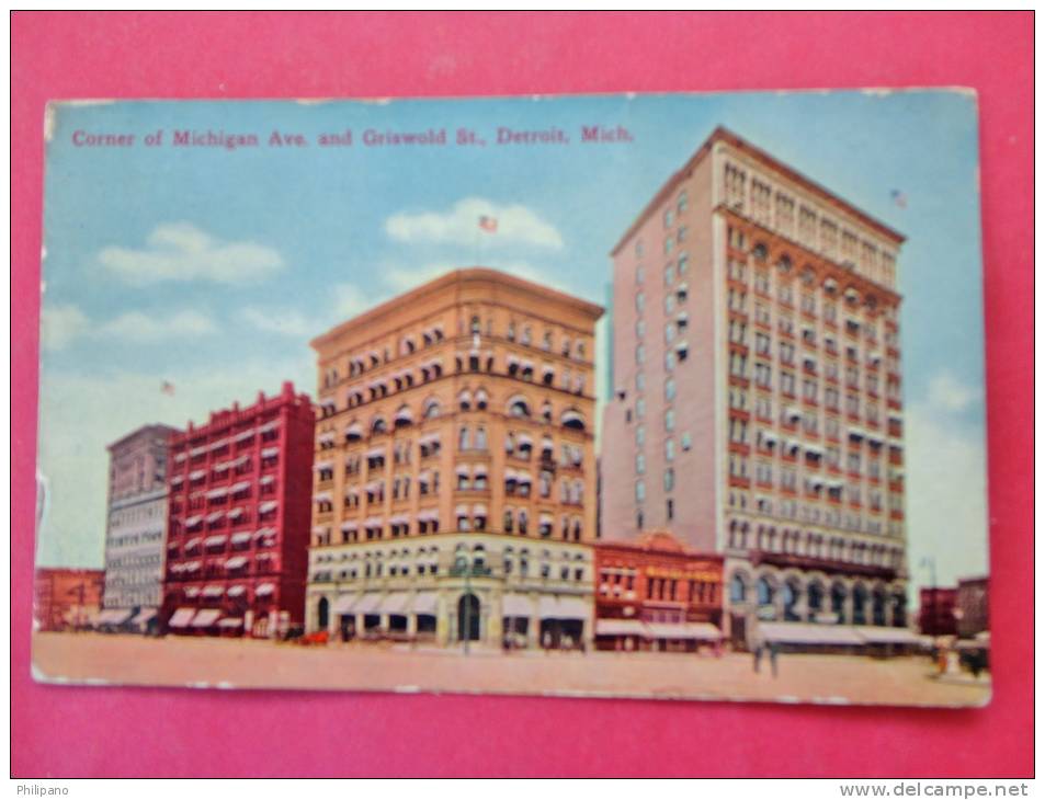 - Michigan > Detroit  Corner  Of Michigan & Griswold  St 1912 Cancel  = =ref 644 - Detroit