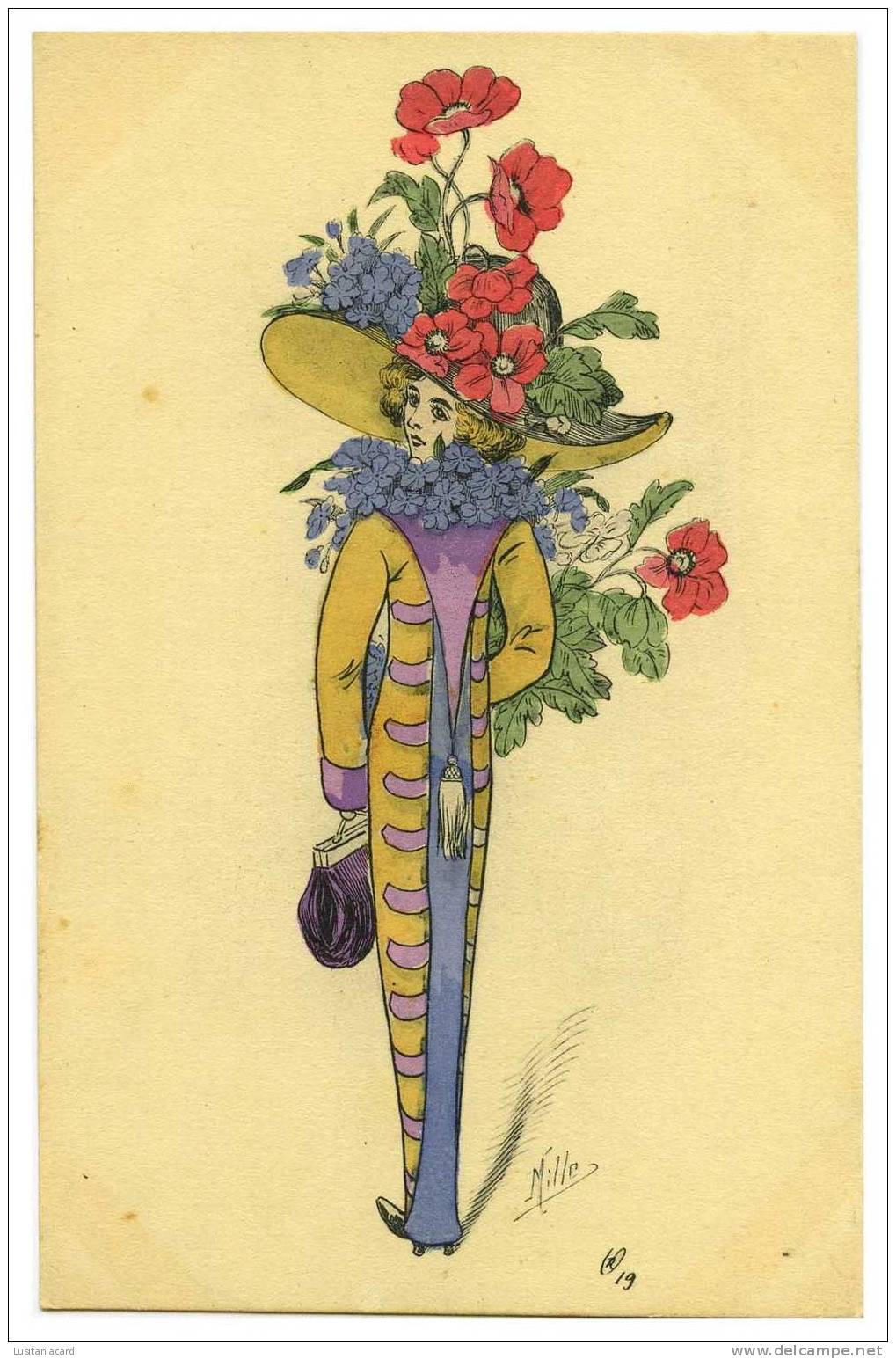 Chapeau Fleuri Par MILLE Carte Postale - Mille