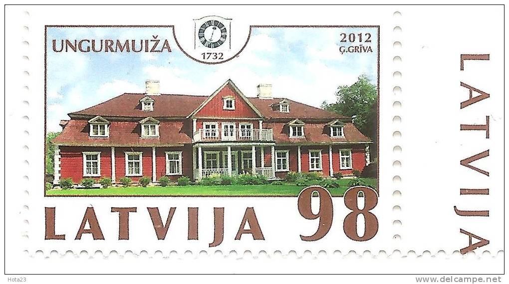 LATVIAN 2012 Palaces Of LATVIA Manor Of Unguri  MNH - Castles