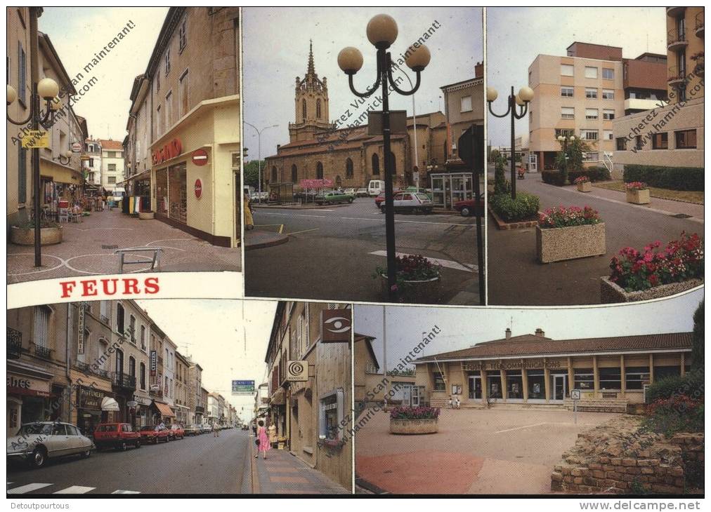 FEURS Loire 42 : Rues Commerces Magasin Casino Poste Ptt Auto Citroen DS - Feurs