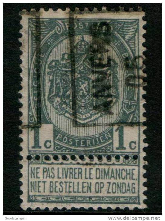 Belgium Coat Of Arms 1c 1893 Type , ANVERS 05 ,  Roller Precancel , No Gum - Roller Precancels 1894-99