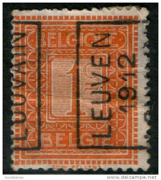 Belgium  1c 1912  Type , LEUVEN 1912 LOUVAIN,  Roller Precancel , No Gum - Rollenmarken 1910-19