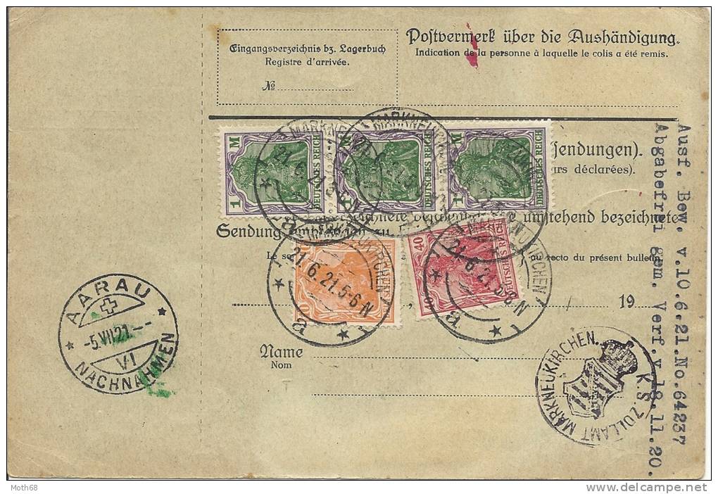 1921 Packetkarte Von Markneukirchen Intressante Frankatur - Briefe U. Dokumente