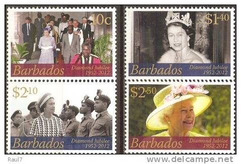 BARBADOS - 2012 - Diamond Jubilée - 4v NEUFS *** //  MNH - Barbades (1966-...)