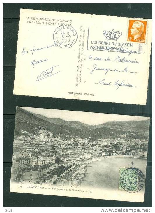 2 Cpa Affranchies Par Timbres De Monaco - Lp257 - Andere & Zonder Classificatie