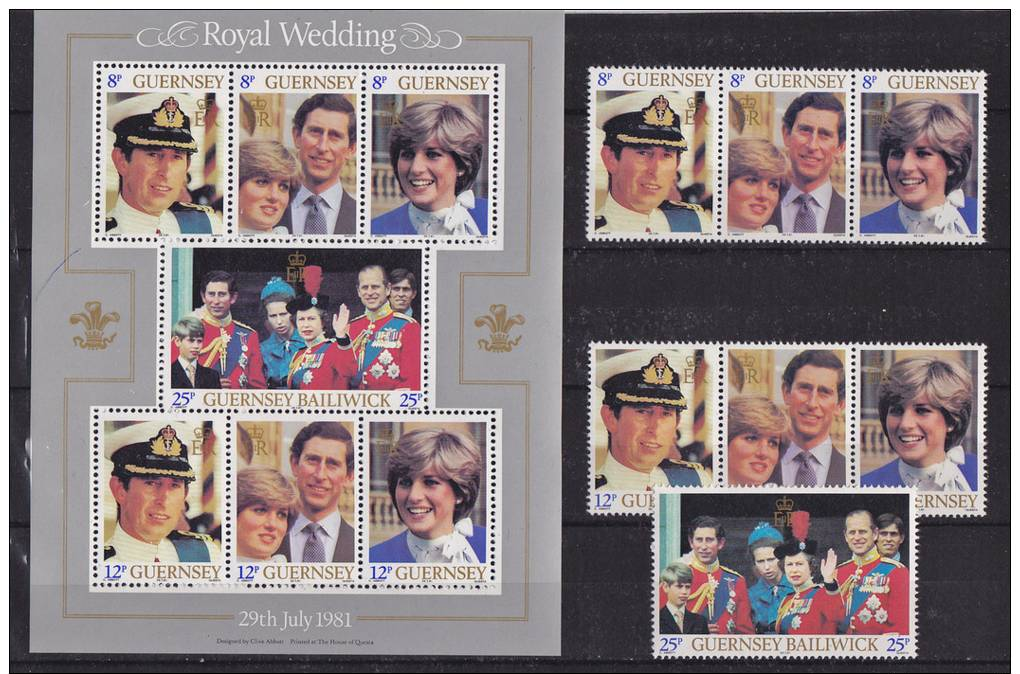 Guernsey - 1981 - Marriage Charles & Diana / Series + Bloc - MNH (9464) - Guernesey