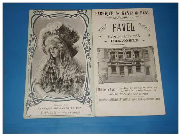 Carte Publicitaire GRENOBLE Fabrique De Gants De Peau Maison FAVEL 4 Place Grenette - Grenoble