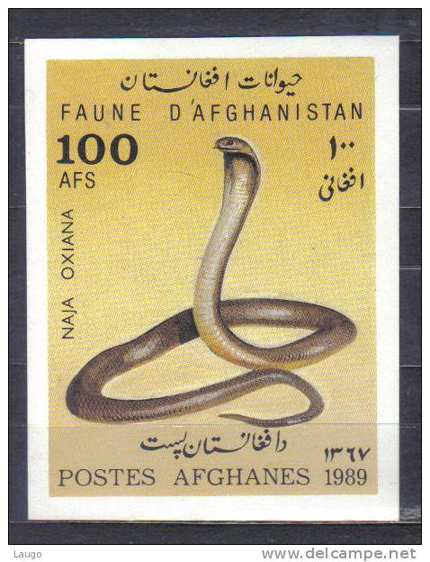 Afghan  Mi Bl 84 Snake Naja Oxiana , Cobra Block 1989  MNH - Serpents