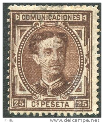 Ed 177 Alfonso XII 1876 25 Cts Castaño En Usado - Oblitérés