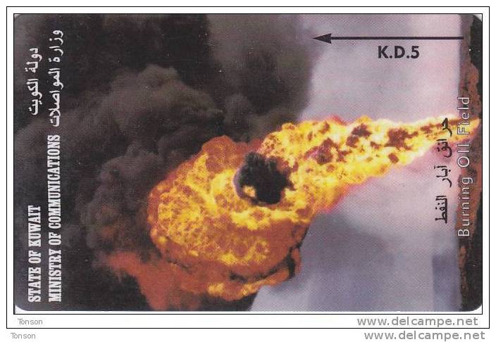 Kuwait, KUW-C-36L, Burning Oil Field. - Koweït