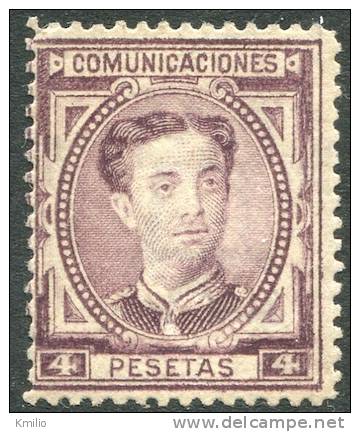 Ed 181(*) Alfonso XII 1876 4 Pts Violeta En Nuevo - Neufs