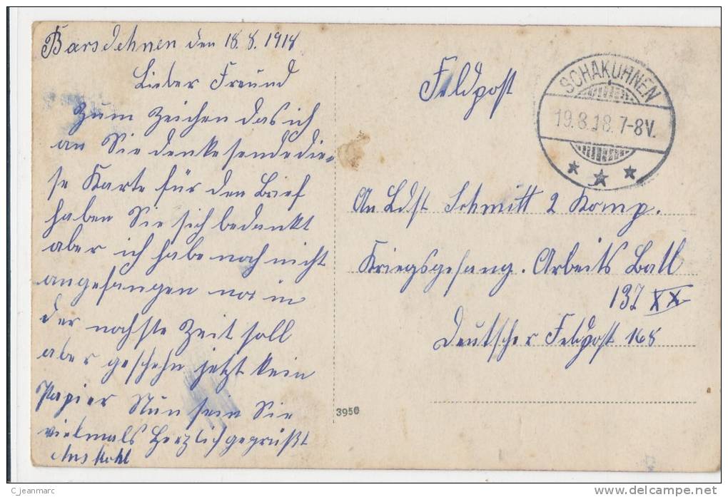 WWI CARTE PHOTO  1918 OSTPREUSSEN SCHAKUHNEN  Schakendorf  Lewobereschnoje Heydekrug BARSDEHNEN - Ostpreussen
