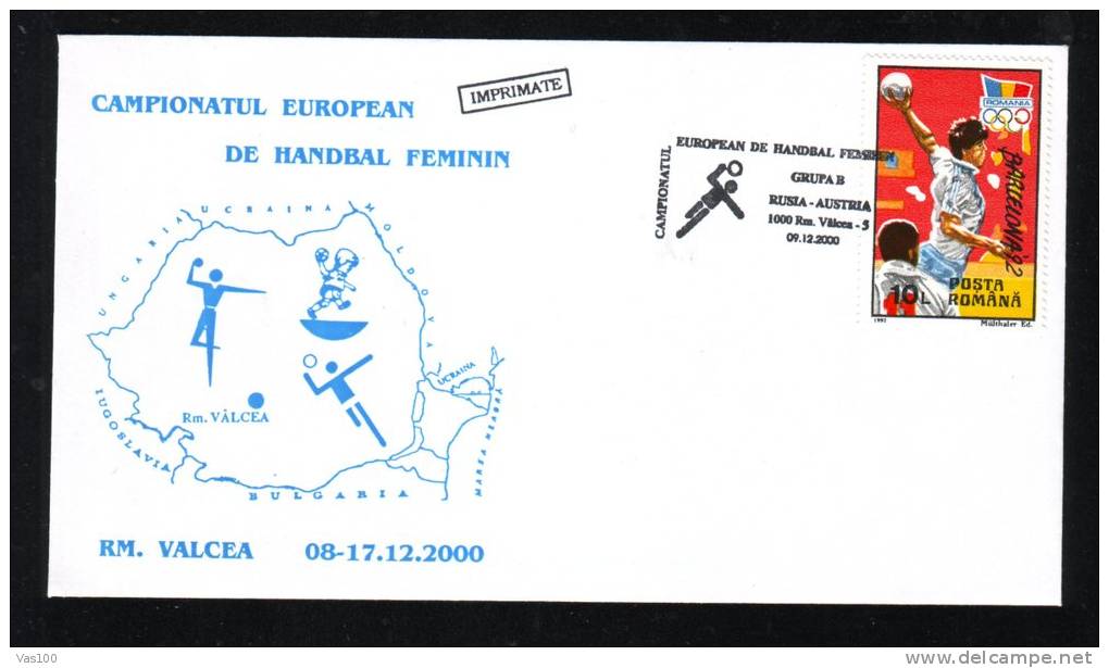 Women's Handball European Championship,2000,MATCH RUSSIA - AUSTRIA,SPECIAL CACHET ON COVER ROMANIA. - Handbal