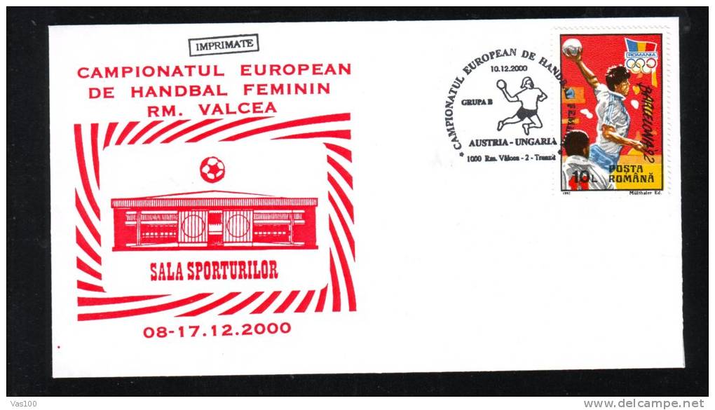 Women´s Handball European Championship,2000,MATCH ; AUSTRIA - HUNGARY  ,SPECIAL CACHET ON COVER ROMANIA. - Handbal