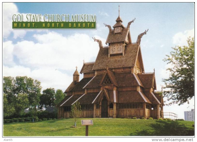 Minot ND North Dakota, Gol Stave Chruch Museuem, Architecture, On C1990s/2000s Vintage Postcard - Minot